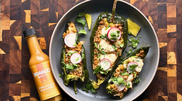 Pineapple Chorizo Stuffed Poblano Peppers