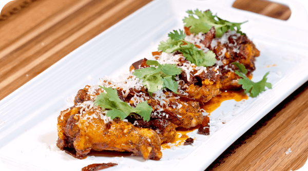 plate of pepperoni pizza wings