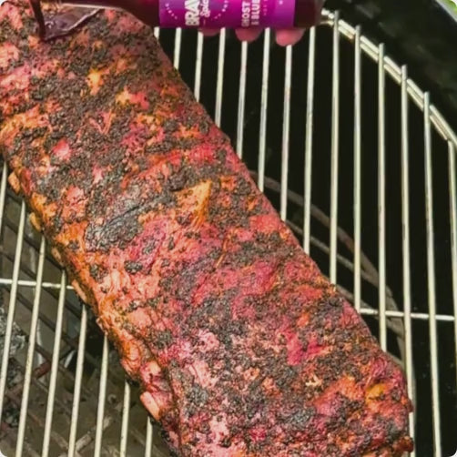 video of bbq ribs with ghost pepper and blueberry hot sauce